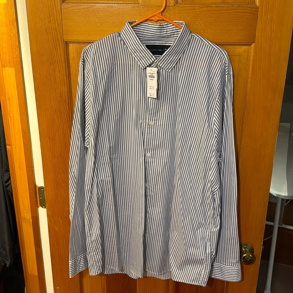 Abercrombie & Fitch - Blue White Stripe Shirt - XXL Tall
